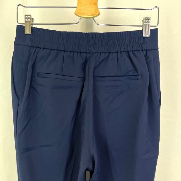 NWT QUINCE Stretch Crepe Ankle Pants Zip Fly Elastic Waist Navy Blue Size 4 - Picture 8 of 12